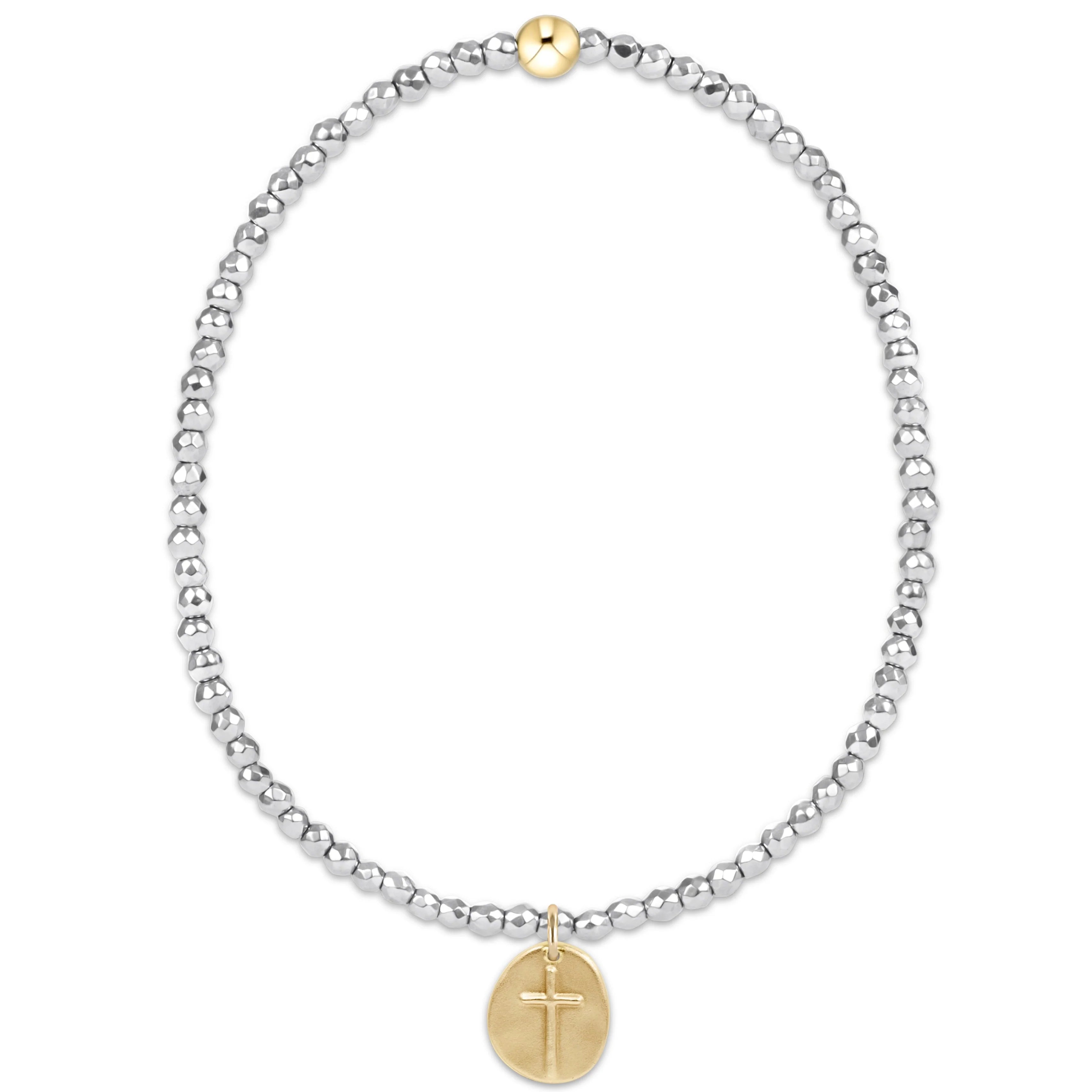 eNewton | Extends Hematite 2mm Bead Bracelet - Inspire Small Gold Charm