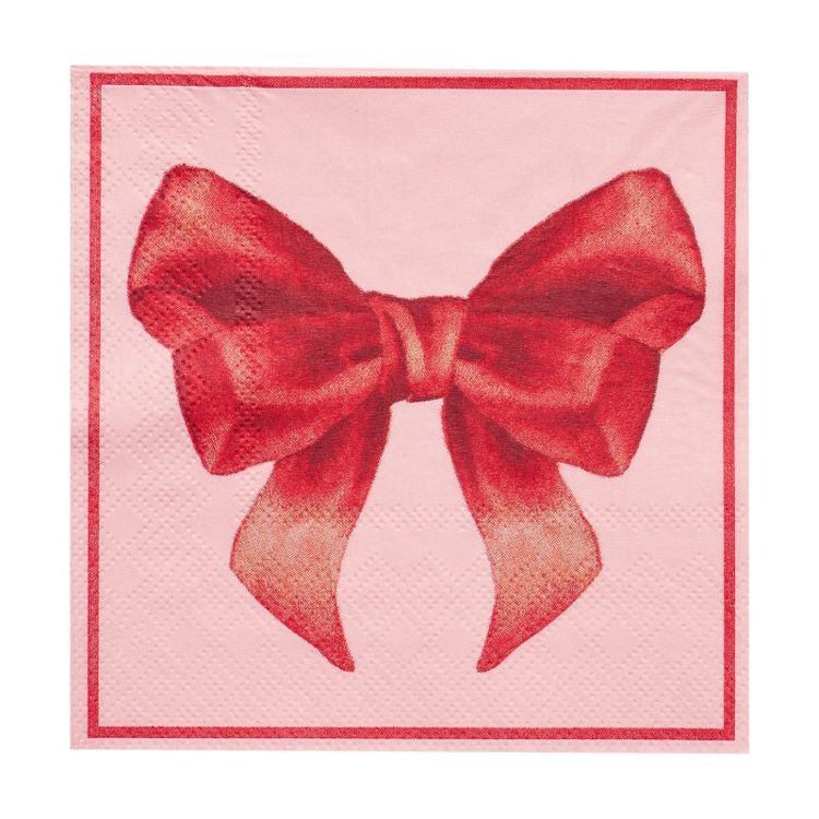Sophistiplate “Pink Bows” Cocktail Napkin 5" - Thumbnail 2