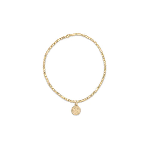 eNewton | Classic Gold 2mm Bead Bracelet - Blessing Small Gold Disc