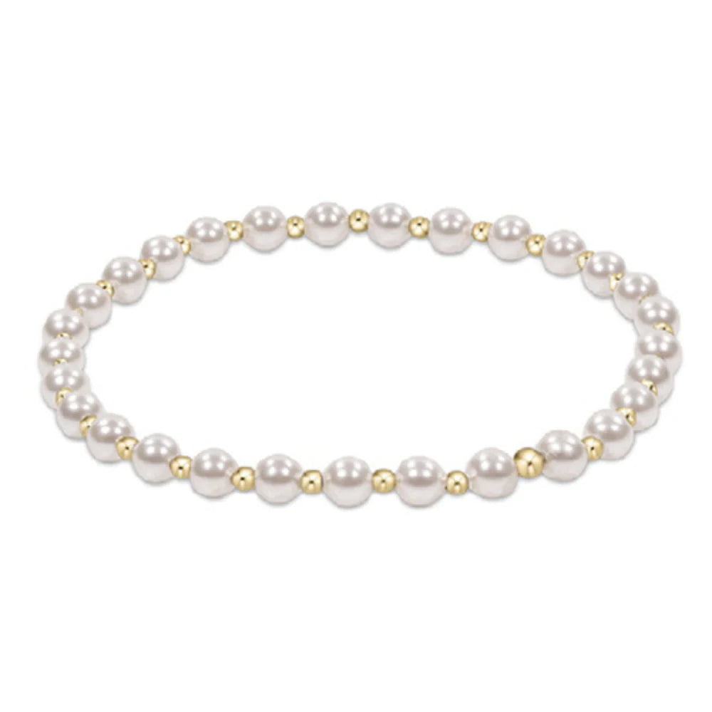 eNewton | Classic Grateful Pattern 4mm Bracelet - Pearl
