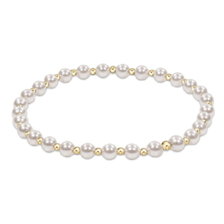 eNewton | Classic Grateful Pattern Sterling 4mm Bracelet - Pearl