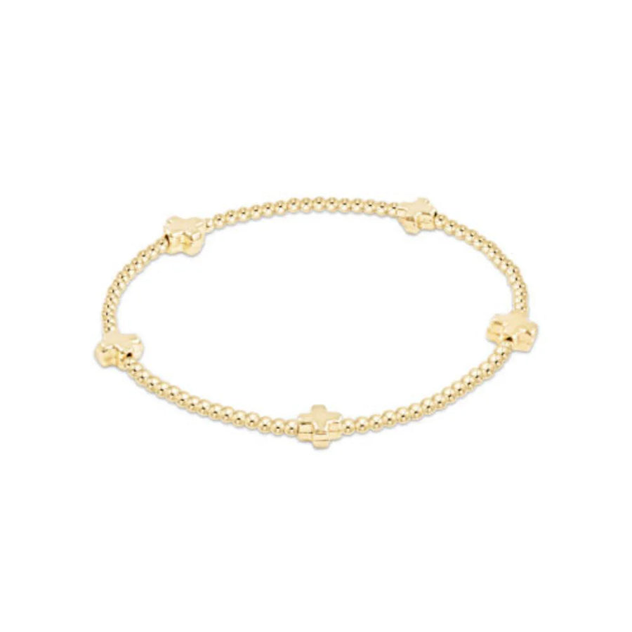 eNewton | Signature Cross Small Gold Pattern 2mm Bracelet