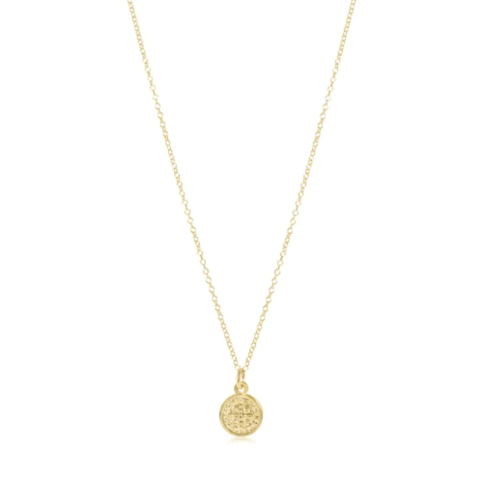 eNewton | 16" Blessing Small Gold Disc Necklace