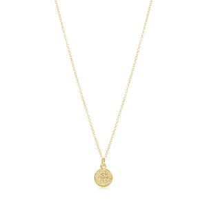 eNewton | 16" Blessing Small Gold Disc Necklace