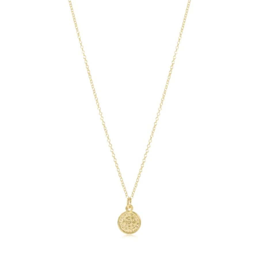 eNewton | 16" Blessing Small Gold Disc Necklace