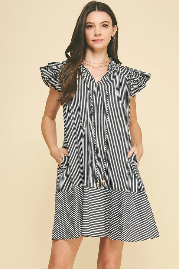 Pinch | Stripe V-Neck Mini Dress