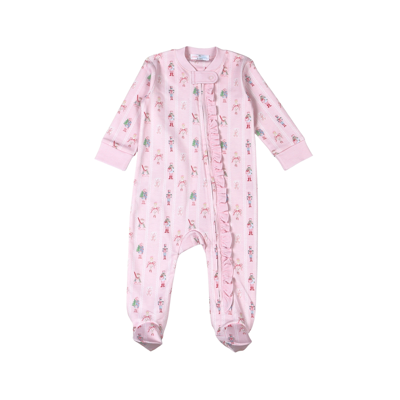 Pink Nutcracker Pima Zipper Footie