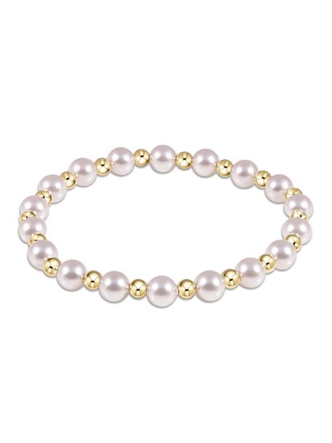 Extends Grateful Pattern 4mm Gold Bead Bracelet-Pearl