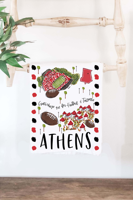 Happy by Rachel | College Town Tea Towel - Athens