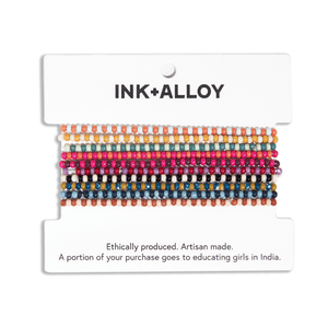 INK + ALLOY | Sage Mixed Stripe Beaded 10 Strand Bracelets