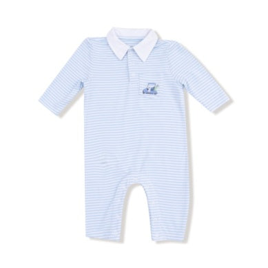 Angel Dear | Baby Golf Carts Blue Polo Romper