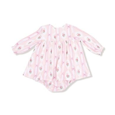 Angel Dear | Ogee Lace Floral Box Pleat Dress w/ Diaper Cover