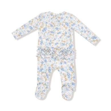 Angel Dear | 2 Way Ruffle Back Zipper Footie - Sweet Rose Calico