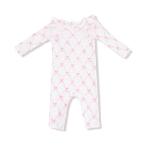 Angel Dear | Ribbon Bow Trellis Long Sleeve Romper