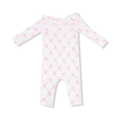 Angel Dear | Ribbon Bow Trellis Long Sleeve Romper