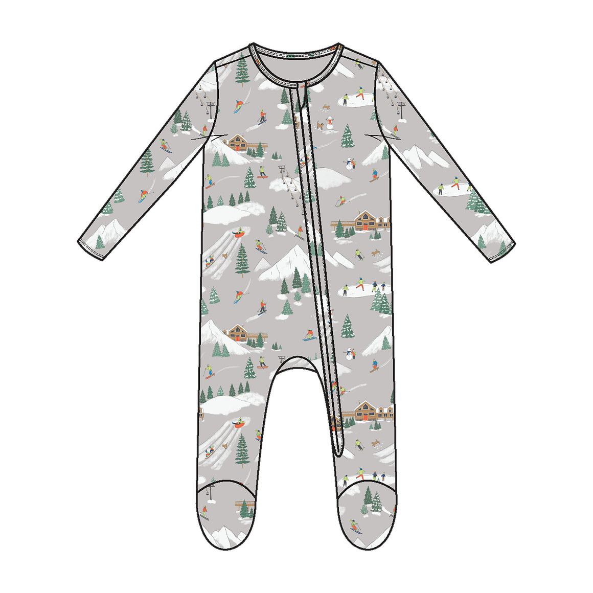 Angel Dear | 2 Way Ruffle Zipper Footie - Winter Fun Skiiers