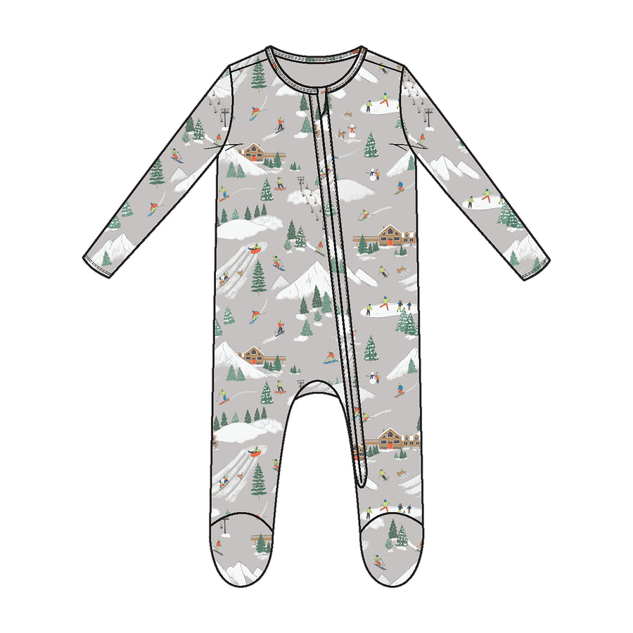 Angel Dear | 2 Way Ruffle Zipper Footie - Winter Fun Skiiers