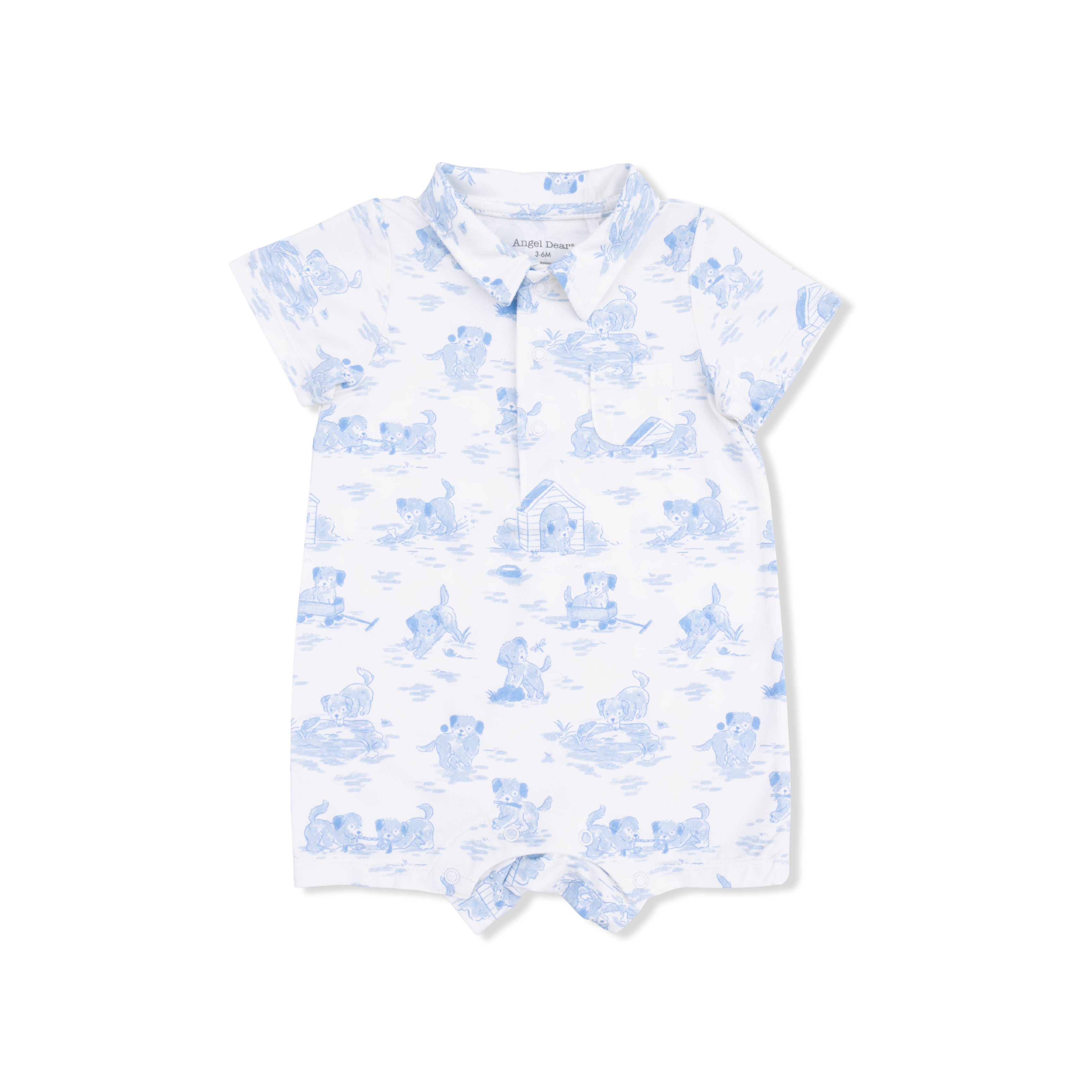 Angel Dear | Puppy Toile Blue Polo Shortie