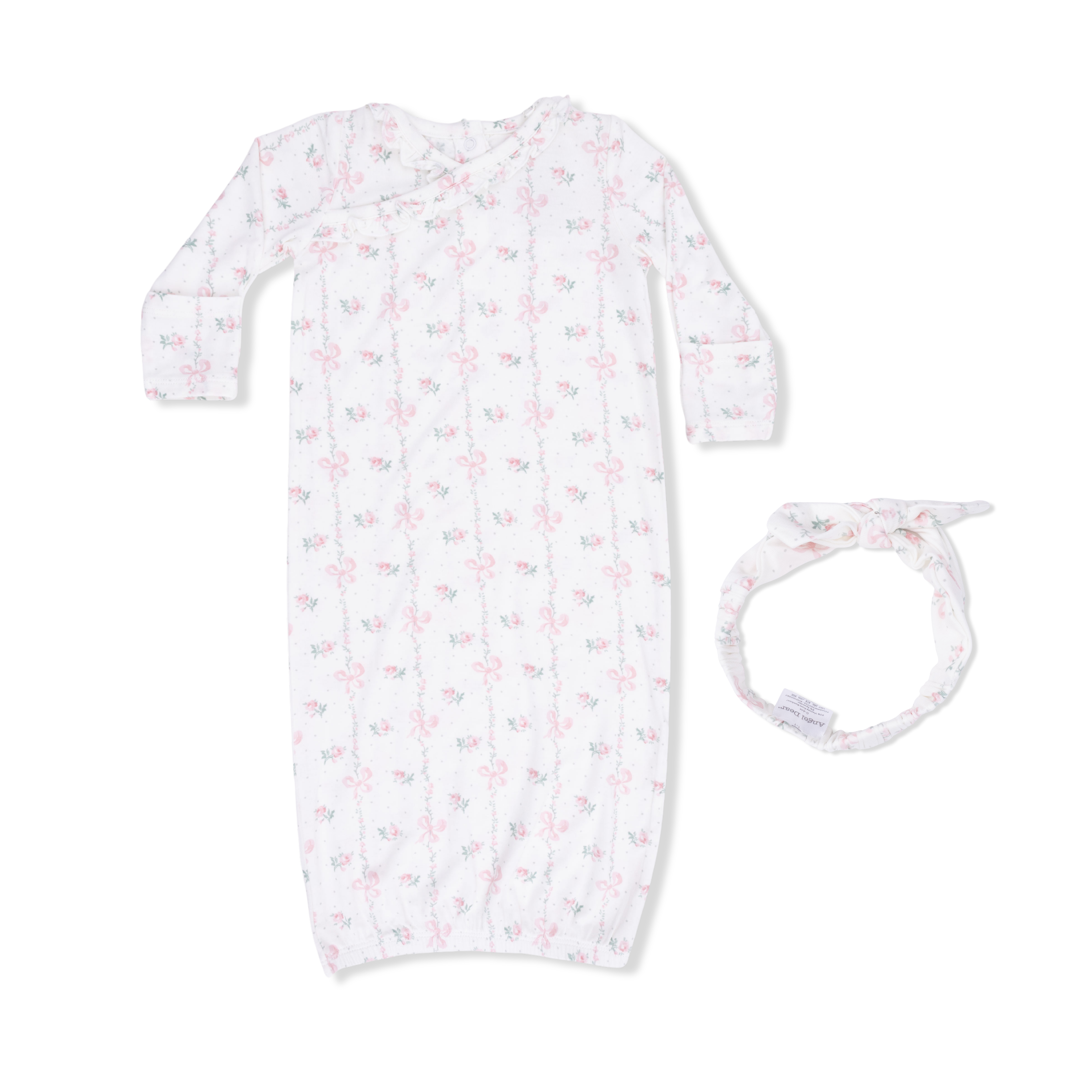 Angel Dear | Dainty Buds & Bows Kimono Gown & Knot Headband