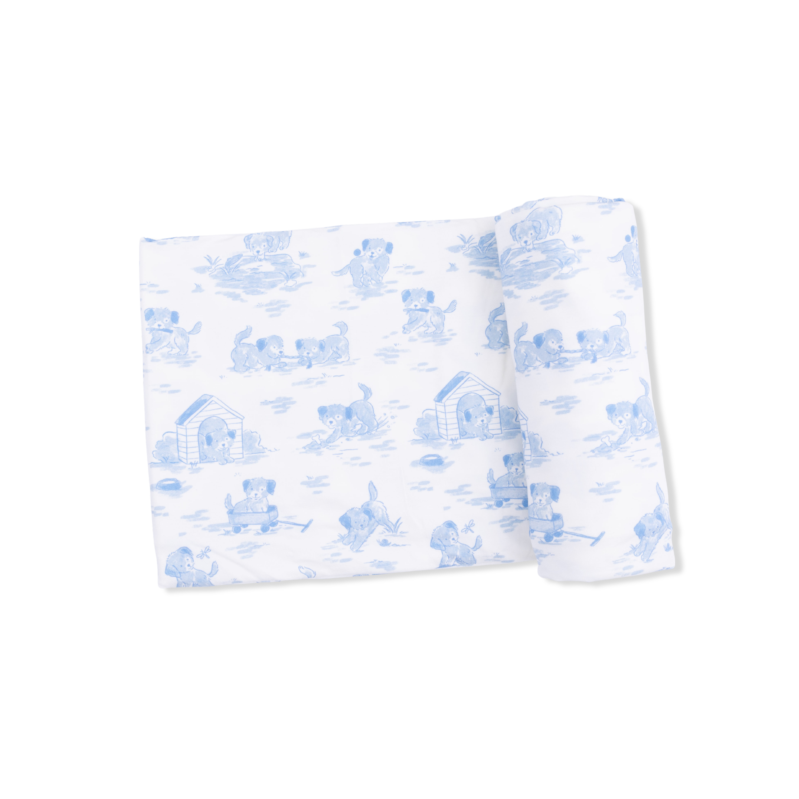 Angel Dear | Puppy Toile Blue Swaddle Blanket