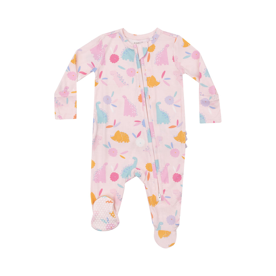 Angel Dear | 2 Way Ruffle Zipper Footie - Floral Dinos