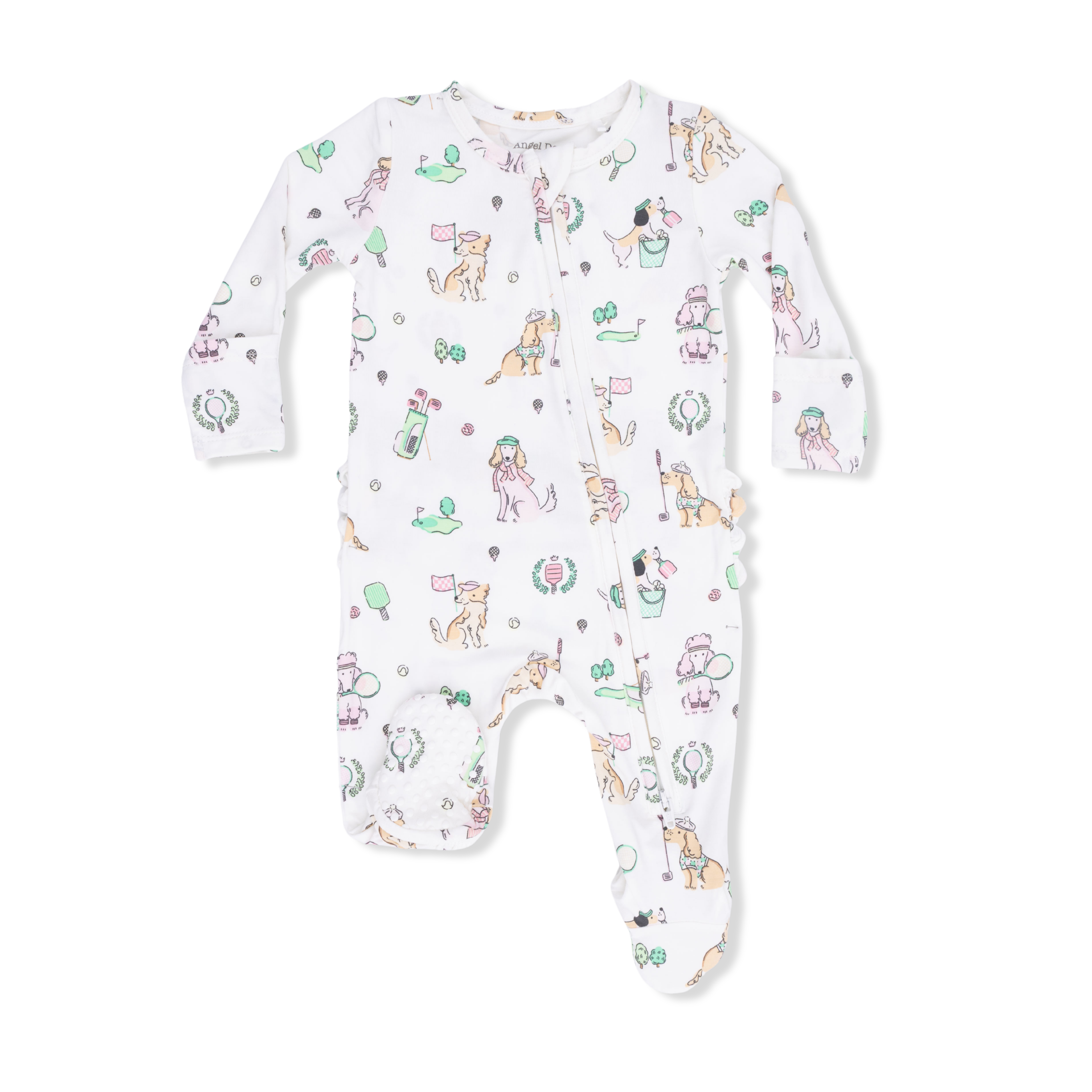 Angel Dear | Country Club Dogs Pink 2 Way Ruffle Back Zipper Footie