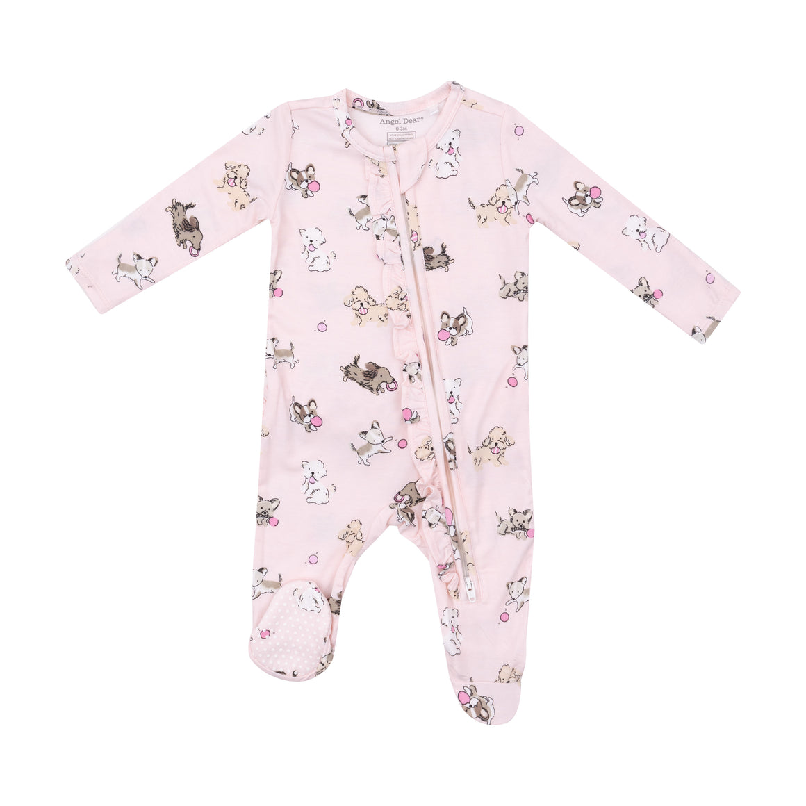 Angel Dear | 2 Way Ruffle Zipper Footie & Gown- Fluffy Puppies