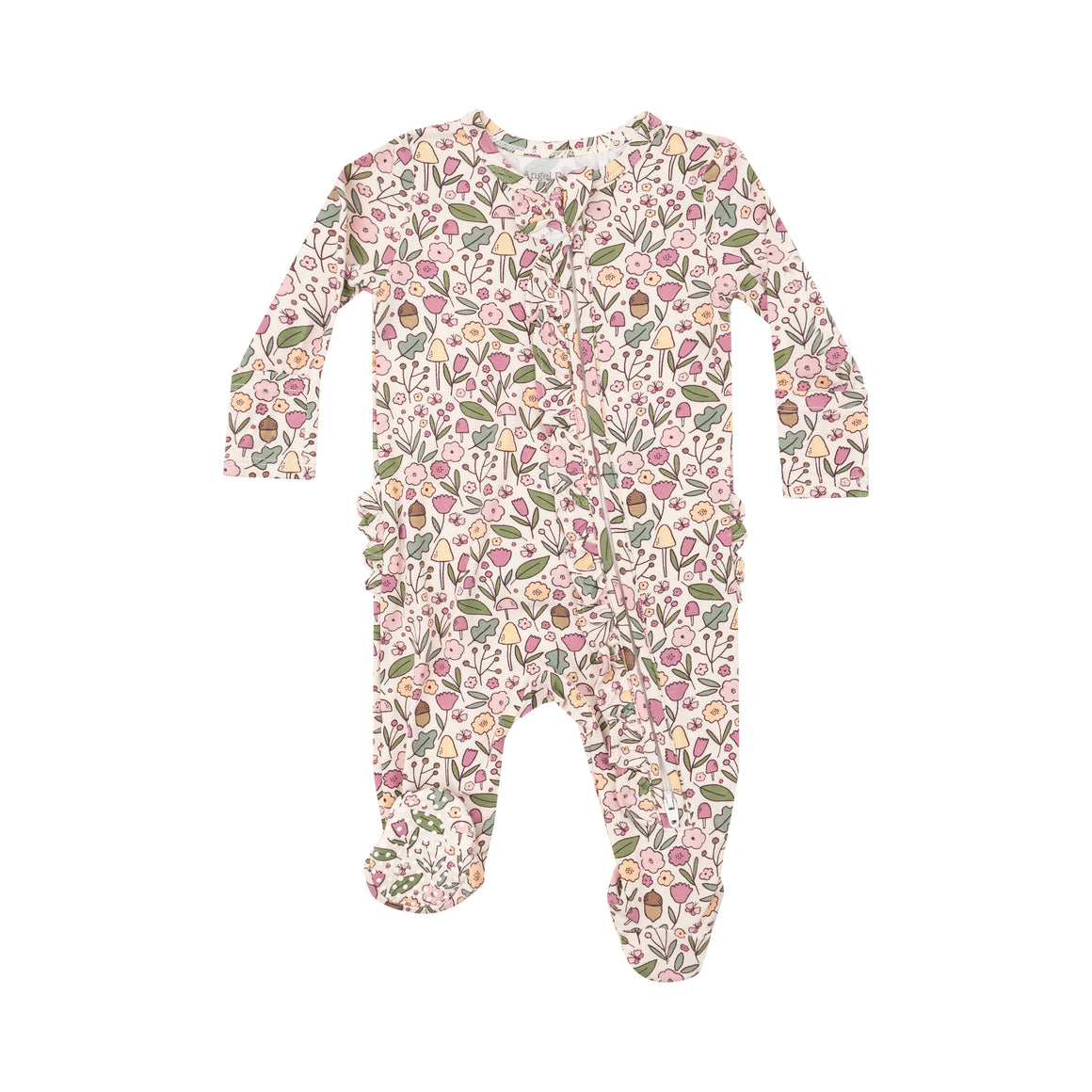 Angel Dear | 2 Way Ruffle Zipper Footie - Acorn Floral