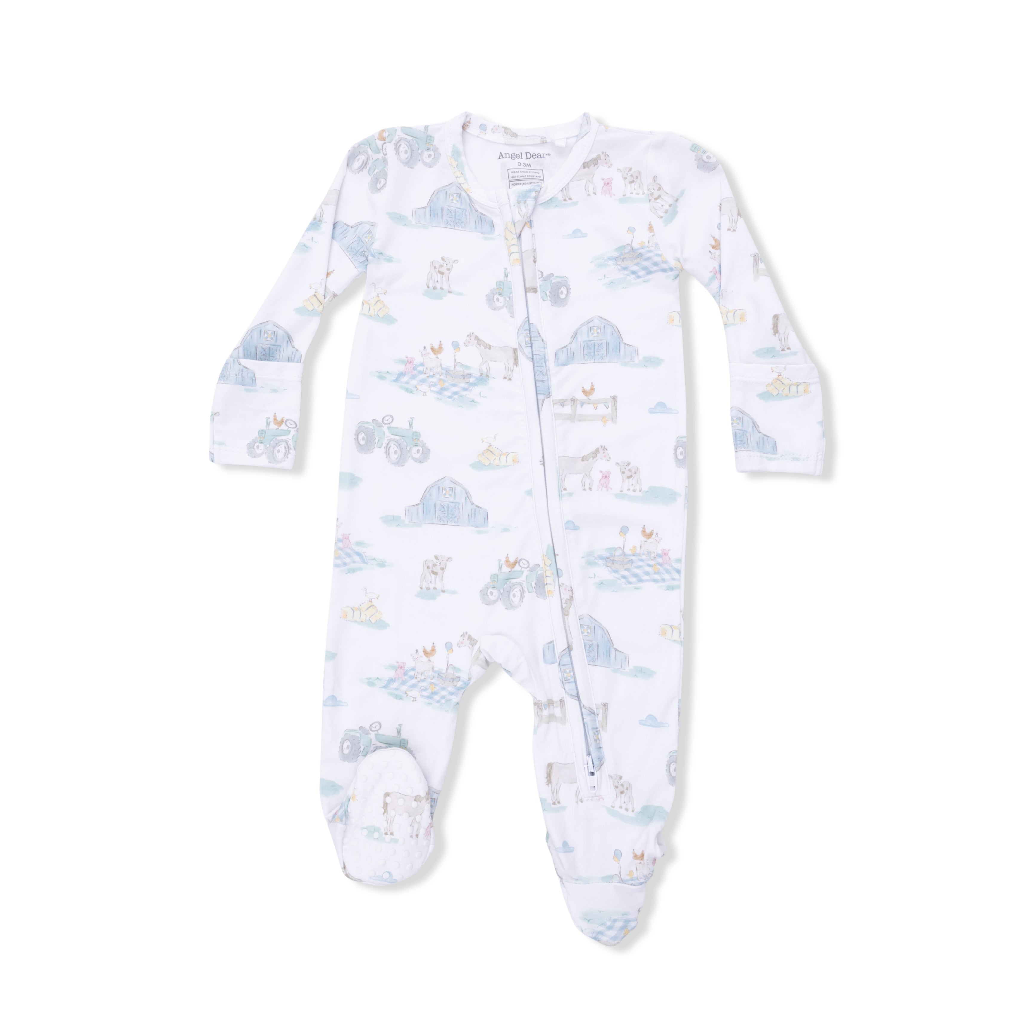 Angel Dear | Farm Animal Party 2 Way Zipper Footie