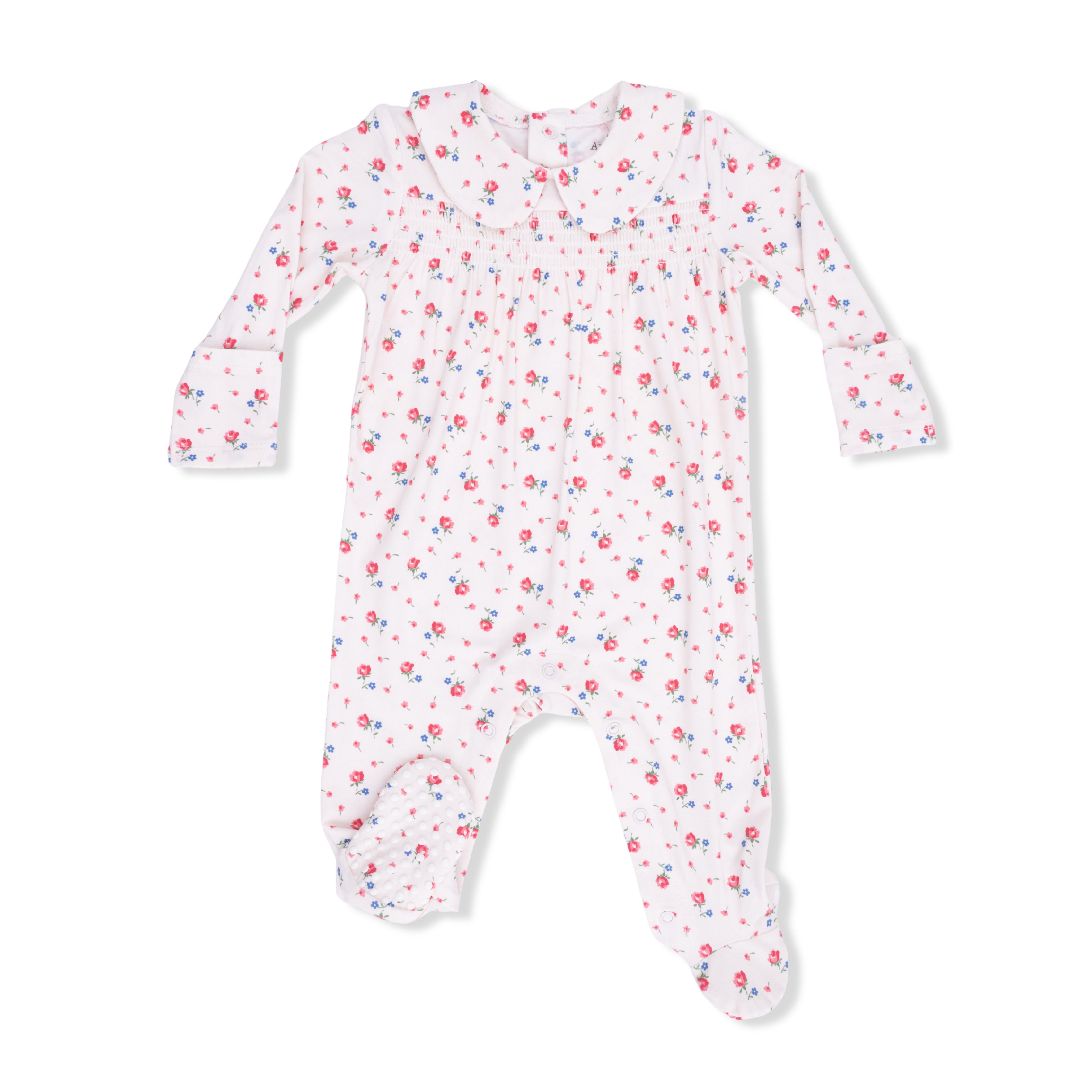 Angel Dear | Joli Rosette Smocked Peter Pan Snap Footie