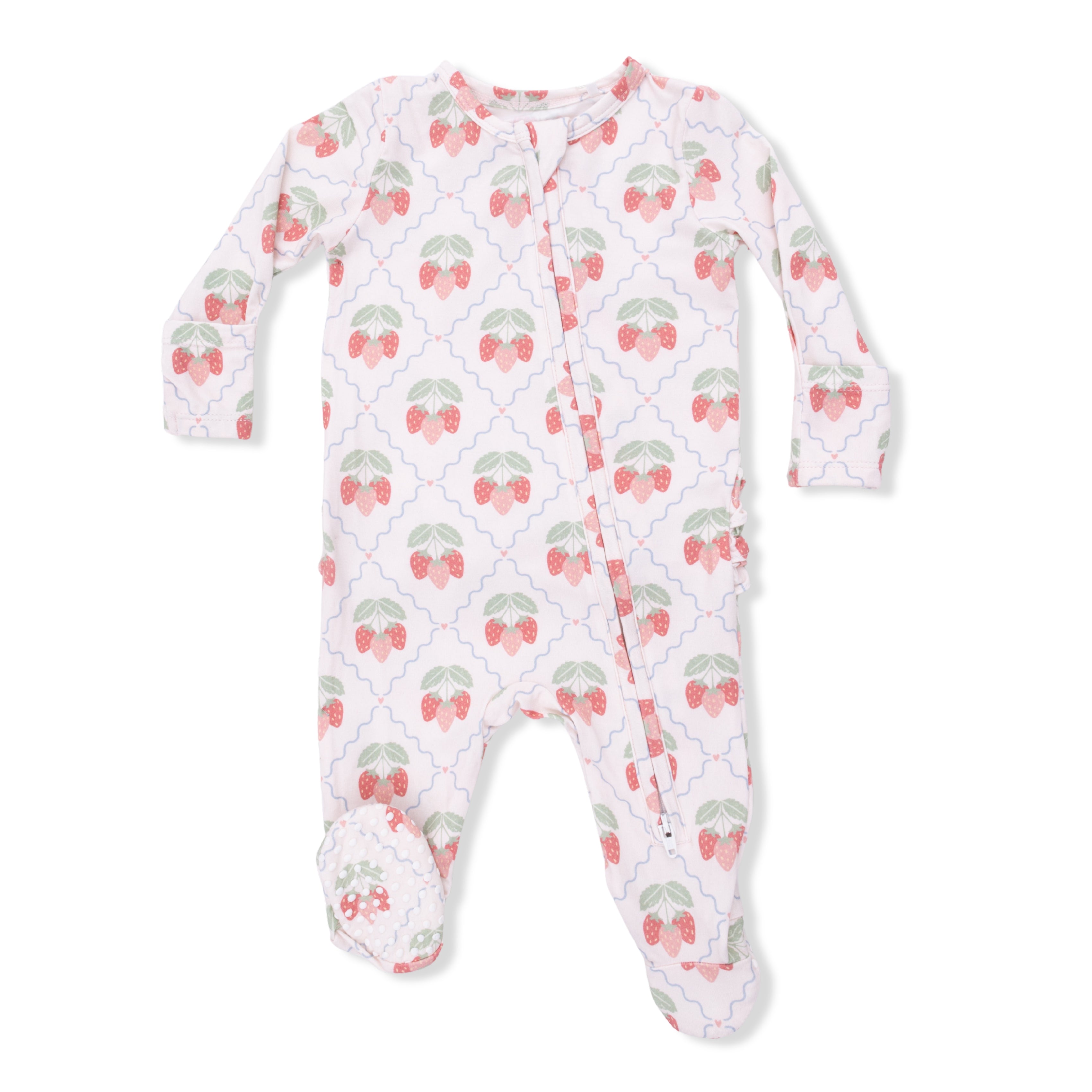 Angel Dear | Sweet Strawberries 2 Way Ruffle Back Zipper Footie