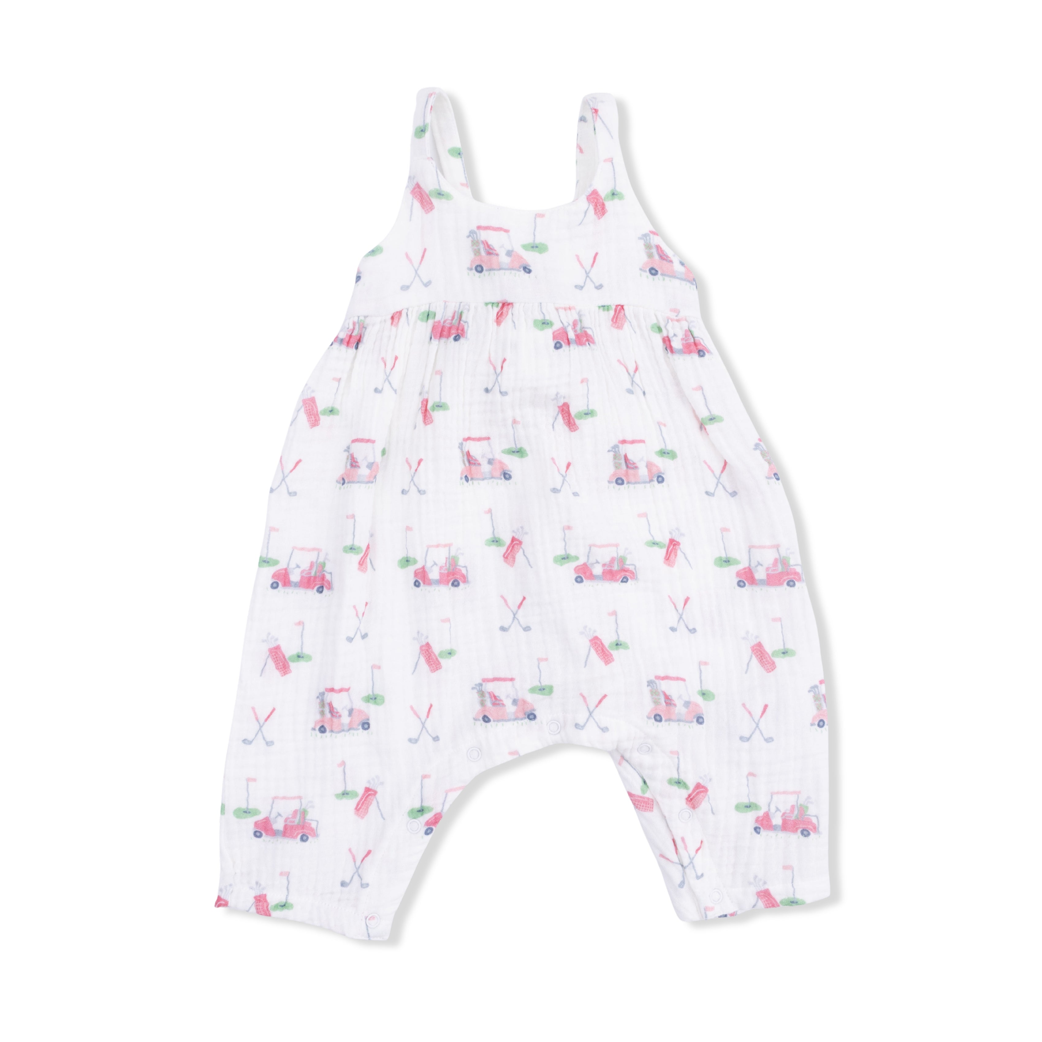 Baby Golf Carts Pink Tie Back Romper