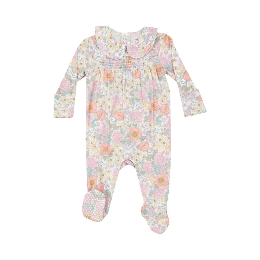 Angel Dear | 2 Way Zipper Footie & Gown - Peonies & Roses