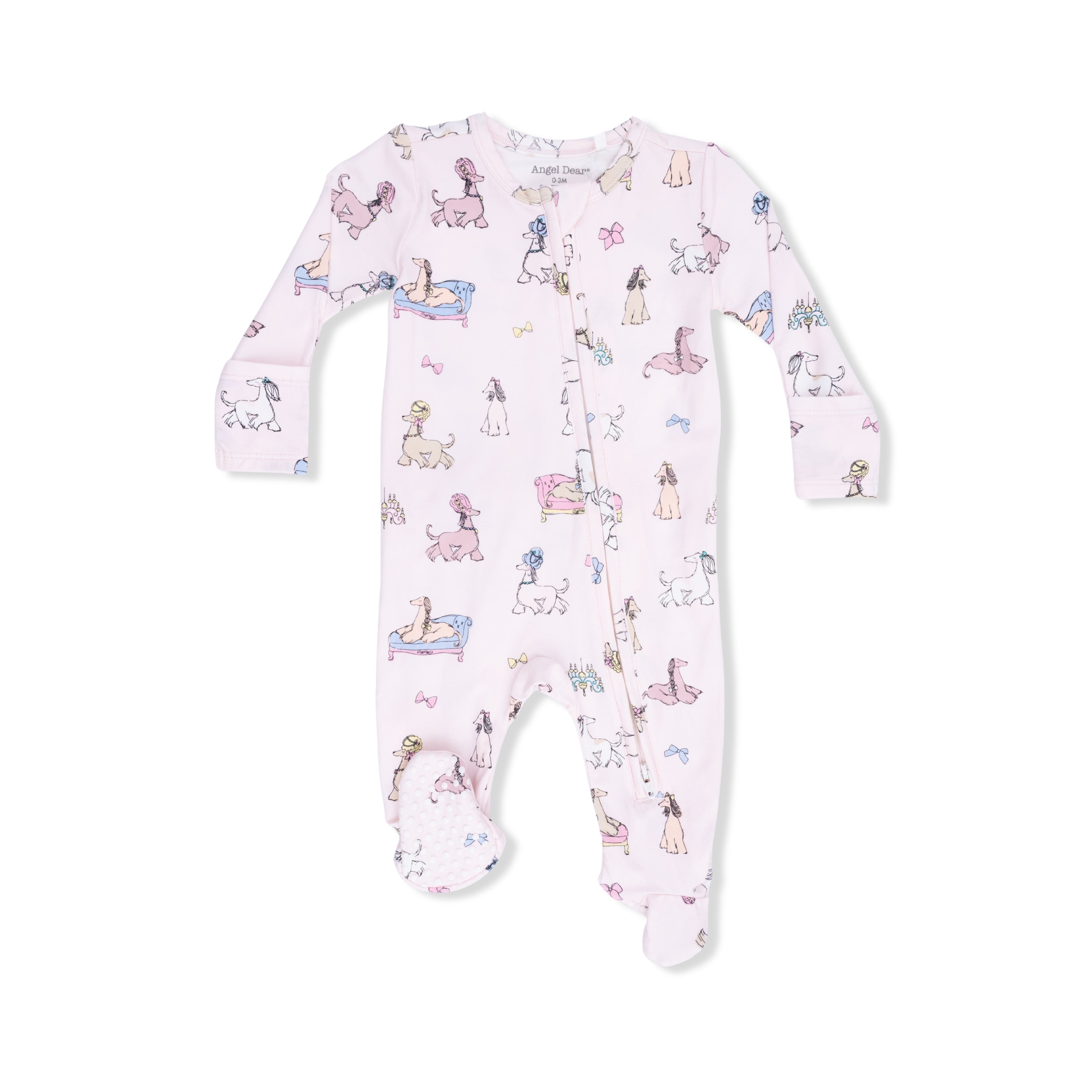 Angel Dear | Fancy Hounds with Bows 2 Way Ruffle Back Zipper Footie