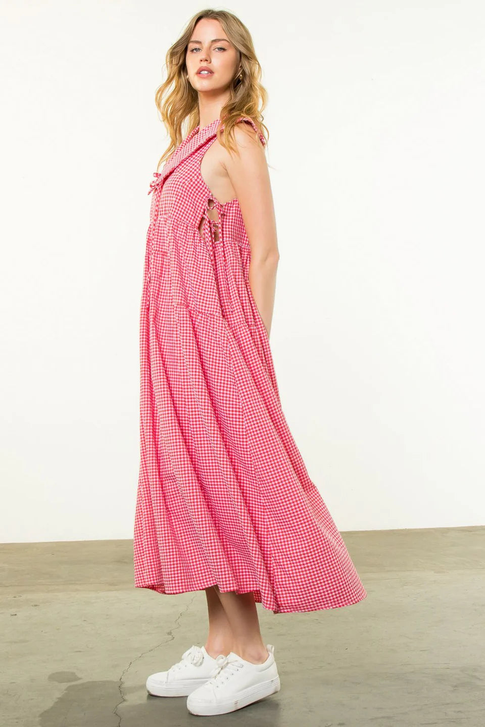 Sleeveless Gingham Midi Dress