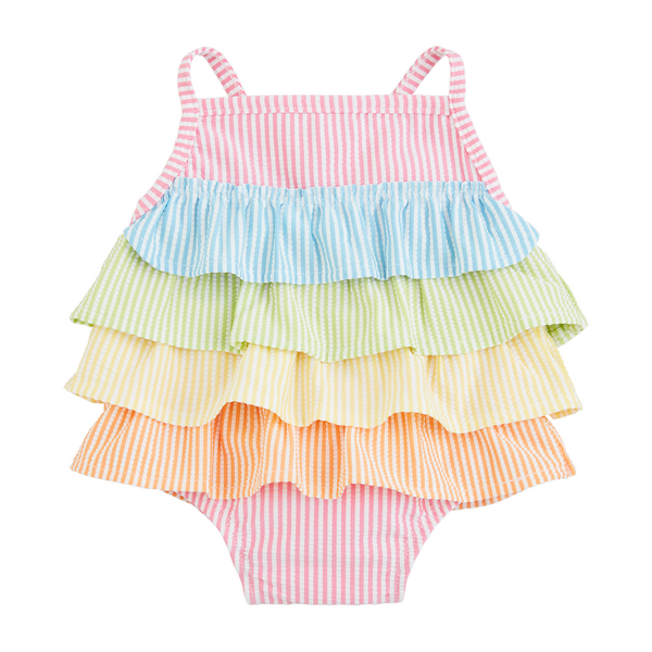 Mudpie | Seersucker Ruffle Swimsuit