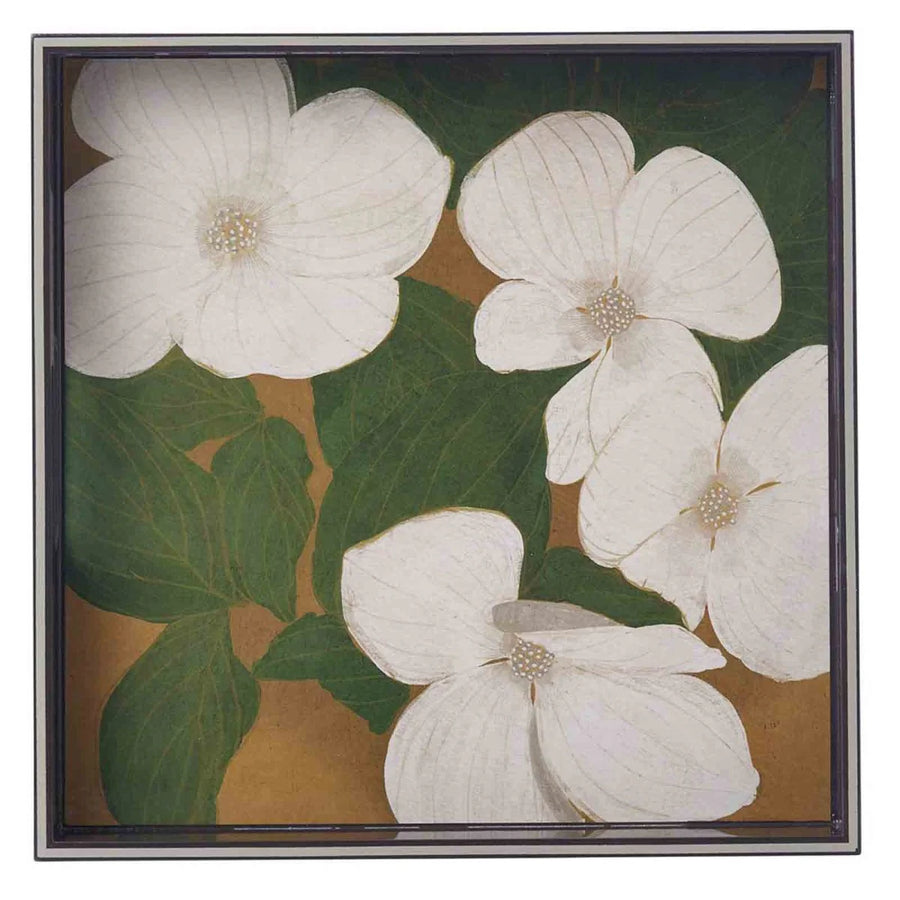 ROCKFLOWERPAPER | White Dogwood 15 Inch Square Tray