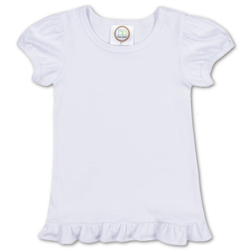 Girl's White Short Sleeve Ruffle T-Shirt
