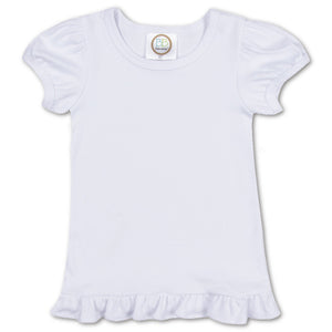 Girl's White Short Sleeve Ruffle T-Shirt