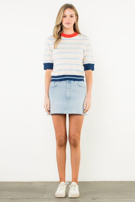 Sherry Short Sleeve Striped Sweater