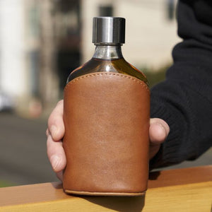 True | Admiral Parker Leather Wrapped Glass Flask Viski