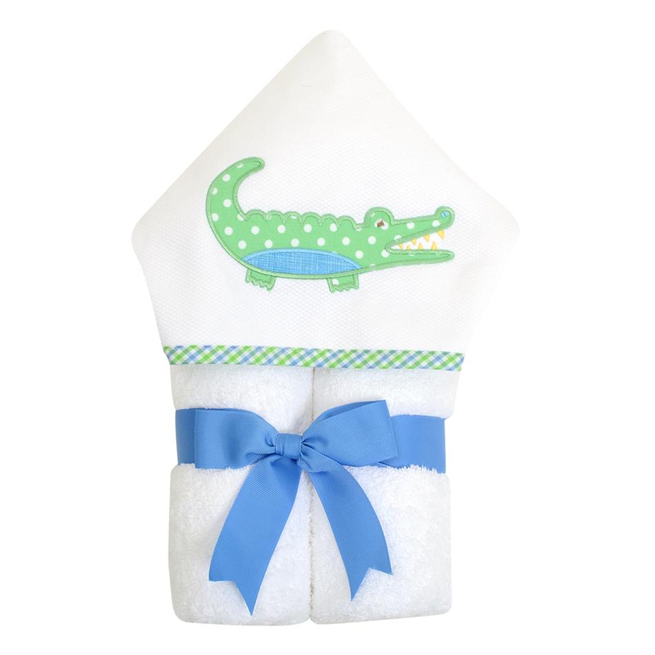 3 Martha's Blue Alligator EveryKid Hooded Towel