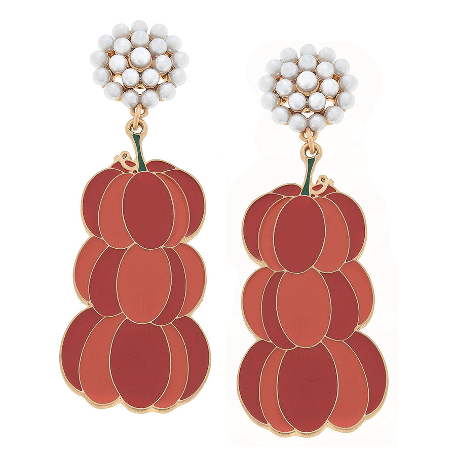 Canvas | Halloween Enamel Earrings - Pumpkin Stack