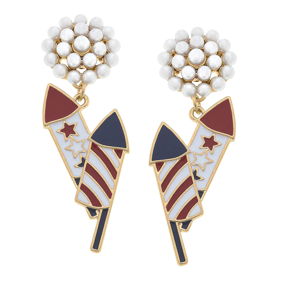 Canvas | Firework Pearl Cluster Enamel Drop Earrings