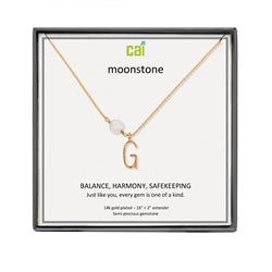 CAI | Gemstone and Initial Necklace - Gold