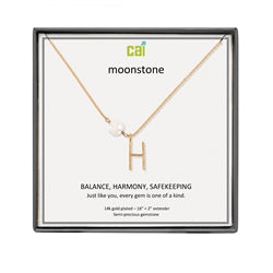 CAI | Gemstone and Initial Necklace - Gold