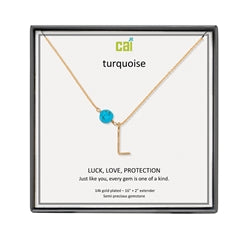 CAI | Gemstone and Initial Necklace - Gold