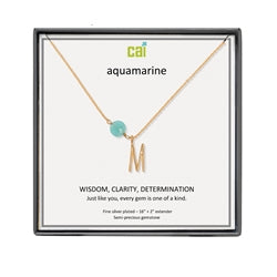 CAI | Gemstone and Initial Necklace - Gold