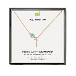 CAI Gemstone and Initial Necklace - Gold