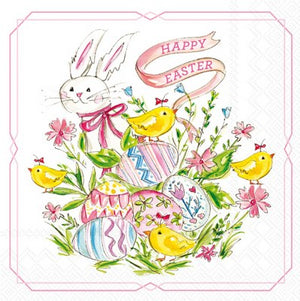 Easter Bunny and Chicks Cocktail Napkin